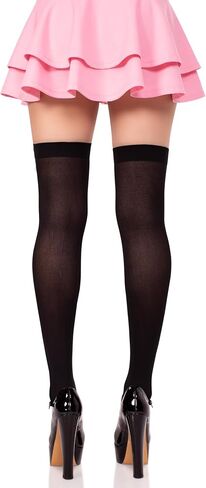 Leg Avenue Women’s Opaque Cross Bone Thigh High Stockings with Bows Gyaru Bow Stockings Pastel Goth Accessories for Women, Black/Light Pink, One Size in Saudi Arabia