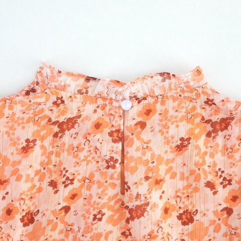 Girls Fall Long Sleeve Dress Floral Ruffle Flower Girl Formal Party Holiday Midi Dresses with Belt 5-14 Years in Kuwait