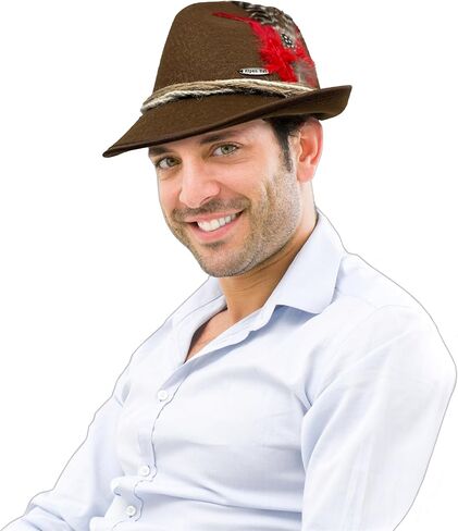 القبعة الألمانية | شعر الرجال والسيدات بقبعة مهرجان أكتوبر - فيدورا الحفلات مع Feather & Rope in Kuwait