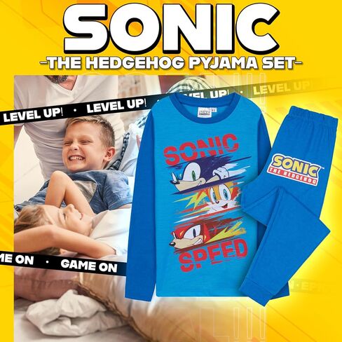 Sonic the Hedgehog Pajama مجموعة للأولاد ، صالة ملابس مع سروال طويل الأكمام و PJ ، PJS Sleepwear ، Gamer Gifts for Boys in Saudi Arabia