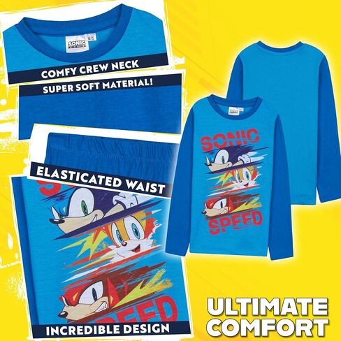 Sonic the Hedgehog Pajama مجموعة للأولاد ، صالة ملابس مع سروال طويل الأكمام و PJ ، PJS Sleepwear ، Gamer Gifts for Boys in Saudi Arabia