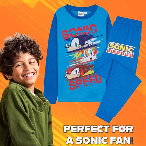 Sonic the Hedgehog Pajama مجموعة للأولاد ، صالة ملابس مع سروال طويل الأكمام و PJ ، PJS Sleepwear ، Gamer Gifts for Boys in Saudi Arabia