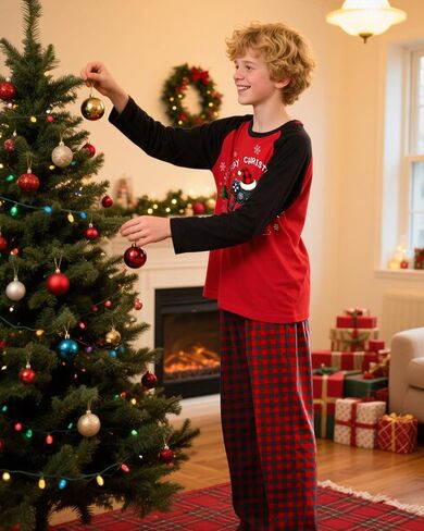 Fiodrimy Boys Pajamas Big Boys Pjs مجموعة طويلة الأكمام والسراويل الممرات 2 قطعة الأولاد صالة ملابس النوم حجم 8-14 in Kuwait