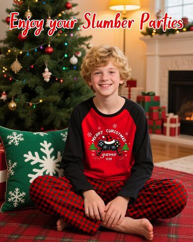 Fiodrimy Boys Pajamas Big Boys Pjs مجموعة طويلة الأكمام والسراويل الممرات 2 قطعة الأولاد صالة ملابس النوم حجم 8-14 in Kuwait