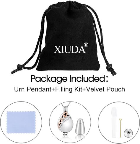 XIUDA 925 Sterling Silver Urn Necklace for Ashes Memorial Locket Pendant Necklace for Ashes Cremation Jewelry in Saudi Arabia