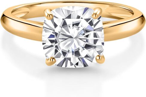 Gem Stone King 10K الذهب الأصفر المخصص وشخصية وسادة 8 مم قطع الأحجار الكريمة خاتم الخطوبة solitaire in Saudi Arabia