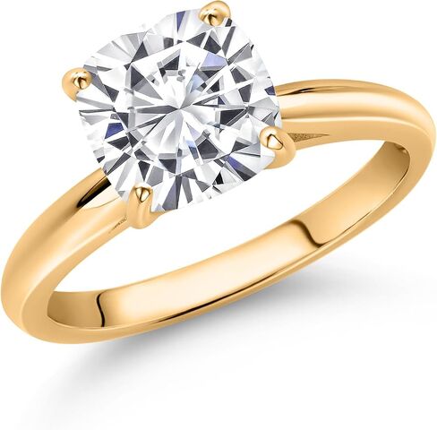 Gem Stone King 10K الذهب الأصفر المخصص وشخصية وسادة 8 مم قطع الأحجار الكريمة خاتم الخطوبة solitaire in Saudi Arabia
