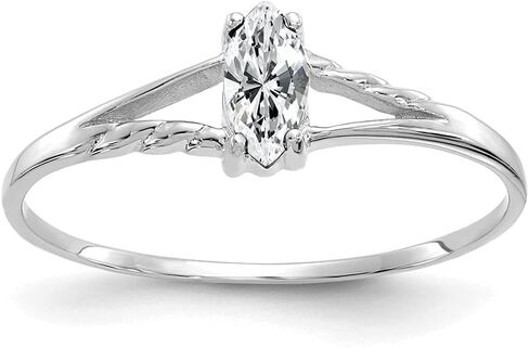 Sonia Jewels Real 10k White Gold Genuine White Topaz Birthstone Marquise Engagement Ring in Saudi Arabia