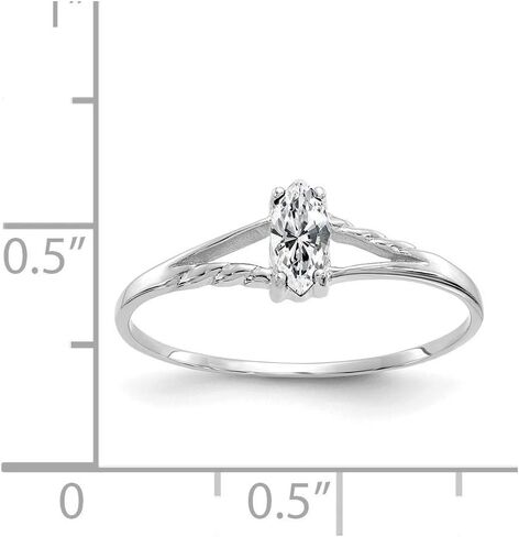 Sonia Jewels Real 10k White Gold Genuine White Topaz Birthstone Marquise Engagement Ring in Saudi Arabia