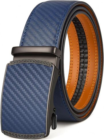 Men's Ratchet Belt | No-Hole Automatic Slide Buckle | Genuine Leather | Easy Size Adjustment | for Dress & Casual in Saudi Arabia