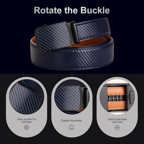 Men's Ratchet Belt | No-Hole Automatic Slide Buckle | Genuine Leather | Easy Size Adjustment | for Dress & Casual in Saudi Arabia