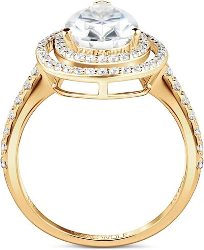 ISAAC WOLF 10k Gold 3 Carat Double Halo Pear Cut VS1 Moissanite Rings in Saudi Arabia