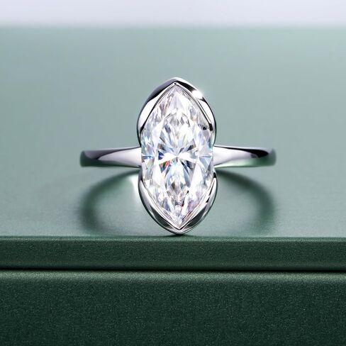 خواتم الخطبة Moissanite 3ct نصف إطار الإعداد 11 مم*7 مم مختبر بيضاوي مختبر تم إنشاؤه in Kuwait