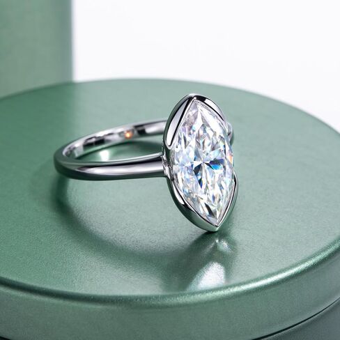 خواتم الخطبة Moissanite 3ct نصف إطار الإعداد 11 مم*7 مم مختبر بيضاوي مختبر تم إنشاؤه in Kuwait