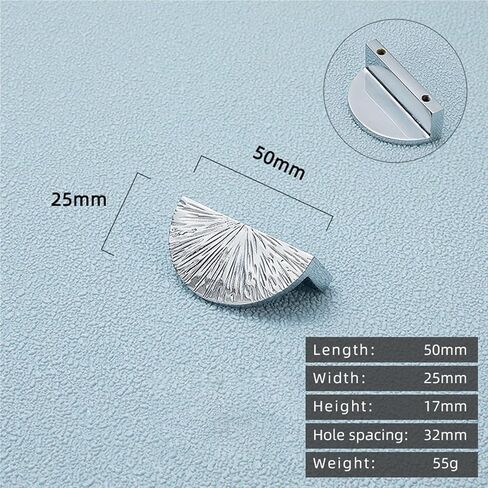 Solid Brass Hammer Pattern Semi-Circular Silver Handle Drawer Gold Pull 1Pcs(CW-50mm-PVD) in Saudi Arabia