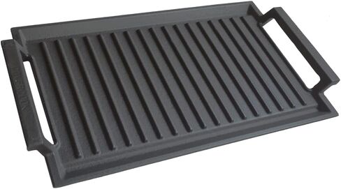 COVERCOOK Griddle Pan, Cast Iron Grill Hot Plate, Rectangular Grill, 2 handles with Flat and Ridged Surface for Induction Electric Cooktop，16.7 x 9.1inch in Saudi Arabia