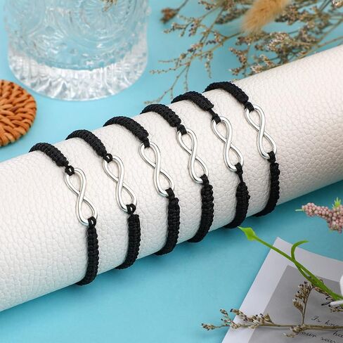 Sureio 24 Pcs Adjustable Matching Couples Bracelets Infinity Rope Bracelets Handmade Braided Friendship (Black) in Saudi Arabia