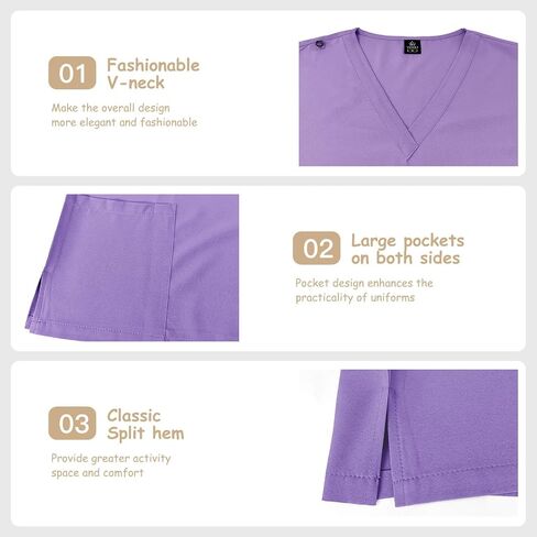Viaoli Scrubs for Women Set - Scrub Top & Jogger Scrub Pants Fcrubs ، frysing forms for women pet in Kuwait