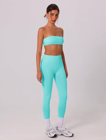 مجموعات تجريب Abociw للنساء 2 قطعة سلسة Bandeau Sports Scrunch بعقب LiftInf High الخصر الطماق مجموعات صالة الألعاب الرياضية in Saudi Arabia