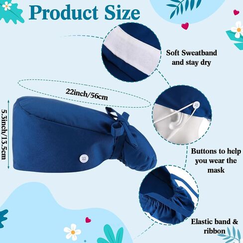 56 Packs Nurse Scrub Caps Set Surgical Cap with Buttons Badge Reels Mini Highlighter Pen Keychain Scrunchies Black Marker Pen for Christmas Women Nurse Gift in Saudi Arabia