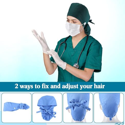 56 Packs Nurse Scrub Caps Set Surgical Cap with Buttons Badge Reels Mini Highlighter Pen Keychain Scrunchies Black Marker Pen for Christmas Women Nurse Gift in Saudi Arabia