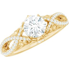Certified 6 mm Lab Grown Diamond Crossover Engagement Ring, Ef-Vs Quality, Diamond Designer Ring - Gift For Women in Kuwait