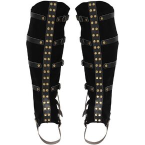 أغطية الحذاء الجلدية في العصور الوسطى ، بوسترز فارس فارس steampunk مع الأزرار النحاسية ، البني والأسود in Kuwait