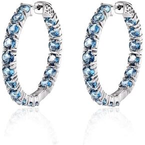 Nature Garnet Hoop Earrings, Citrine Gold Hoops, Sterling Silver Thick Hoop Tourmaline/Peridot/Opal Hoop Earrings for Women Wedding Everyday (Send Gift Box) in Kuwait