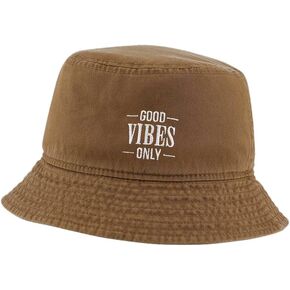 Mens Bucket Hats for Women Good Vibes Only Embroidered Bucket Hat Outdoor Fisherman Hat in Saudi Arabia