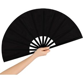 13 Inch Large Rave Fan Popping Fan Portable Clacking Fans for Line Dancing, Boots on The Ground Fan, Foldable Hand Fans for Women, Outdoor, Wedding, Party, Decoration (Black 1 Pack) in Saudi Arabia