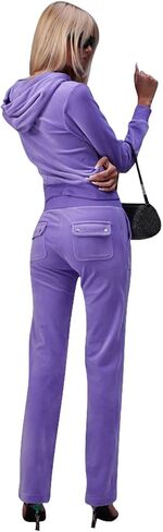 yidengymx Two Piece Velvet Hooded Outfits for Women, Womens 2 Piece Velour Tracksuit Zip Up Sweatsuit with Cargo Pockets in Kuwait