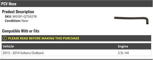 PCV Hose - Compatible with 2013-2014 Subaru Outback 2.5L H4 in Saudi Arabia