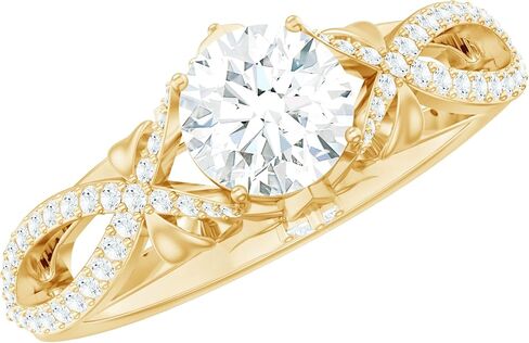 Certified 6 mm Lab Grown Diamond Crossover Engagement Ring, Ef-Vs Quality, Diamond Designer Ring - Gift For Women in Saudi Arabia