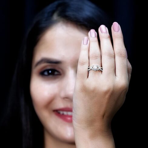 Certified 6 mm Lab Grown Diamond Crossover Engagement Ring, Ef-Vs Quality, Diamond Designer Ring - Gift For Women in Saudi Arabia