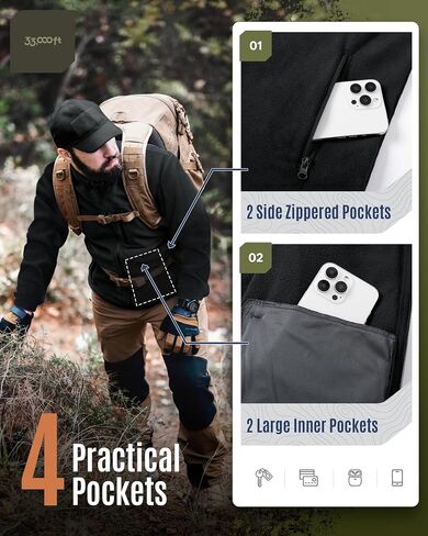 33,000ft Men's Full Zip Fleece Jacket Lightweight Warm Soft Polar Fleece Winter Jacket with Pockets for Casual Hiking Outdoor in Saudi Arabia