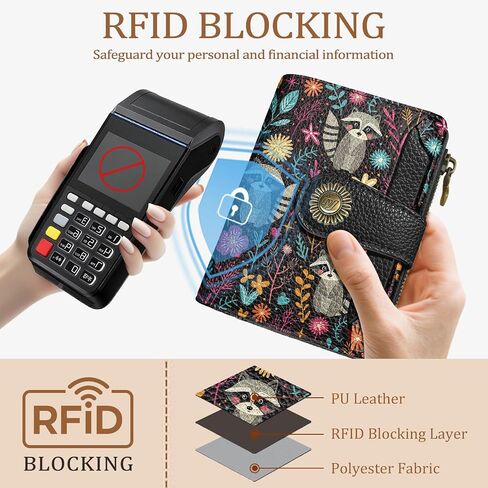 Highland Cow Small Wallet Women RFID Blocking Bifold, Cute Credit Card Holder, Zipper Coin Pocket, PU Leather, Compact, Travel, 4 ID Window, 14 Card Slots, Western, Cash Purse, Ladies Woman in Saudi Arabia