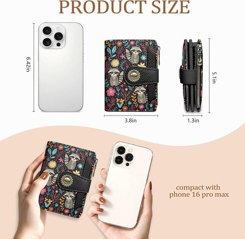 Highland Cow Small Wallet Women RFID Blocking Bifold, Cute Credit Card Holder, Zipper Coin Pocket, PU Leather, Compact, Travel, 4 ID Window, 14 Card Slots, Western, Cash Purse, Ladies Woman in Saudi Arabia