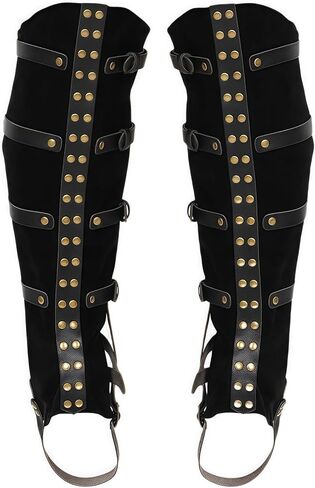 أغطية الحذاء الجلدية في العصور الوسطى ، بوسترز فارس فارس steampunk مع الأزرار النحاسية ، البني والأسود in Kuwait