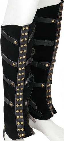 أغطية الحذاء الجلدية في العصور الوسطى ، بوسترز فارس فارس steampunk مع الأزرار النحاسية ، البني والأسود in Kuwait