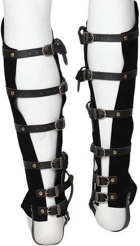 أغطية الحذاء الجلدية في العصور الوسطى ، بوسترز فارس فارس steampunk مع الأزرار النحاسية ، البني والأسود in Kuwait