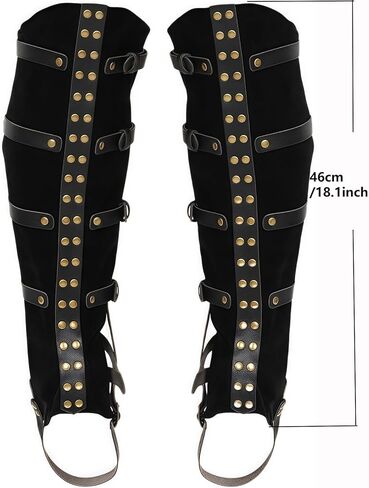 أغطية الحذاء الجلدية في العصور الوسطى ، بوسترز فارس فارس steampunk مع الأزرار النحاسية ، البني والأسود in Kuwait