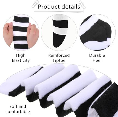 Women Women High Socks مخططة فوق جوارب الجوارب عالية الجوارب الأزياء الجوارب الساق المدفأة مخططة في الركبة لجوارب عيد الميلاد Halloween (زوجان ، أبيض وأسود ، وردي وأبيض) in Saudi Arabia
