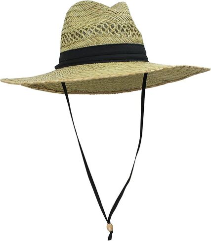 Sun & Fun Men Straw Outback قبعة Sun Hat مع حافة عريضة ، طبيعية / أسود ، مقاس واحد / قابل للتعديل in Saudi Arabia