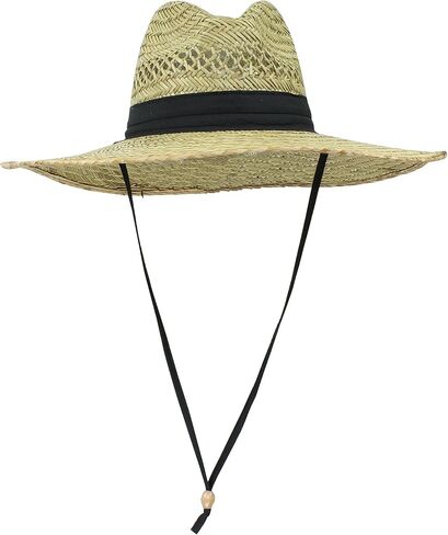 Sun & Fun Men Straw Outback قبعة Sun Hat مع حافة عريضة ، طبيعية / أسود ، مقاس واحد / قابل للتعديل in Saudi Arabia