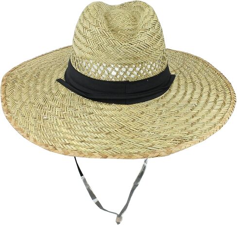 Sun & Fun Men Straw Outback قبعة Sun Hat مع حافة عريضة ، طبيعية / أسود ، مقاس واحد / قابل للتعديل in Saudi Arabia