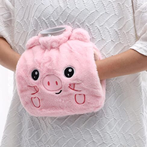 Hot Water Bottle with Cover Hot Water Bag Plush Hand Warmer Winter Hand Warmer Reusable Hot Water Bag Fluffy Cover Hot Water Bottle for Neck and Shoulder Feet in Saudi Arabia