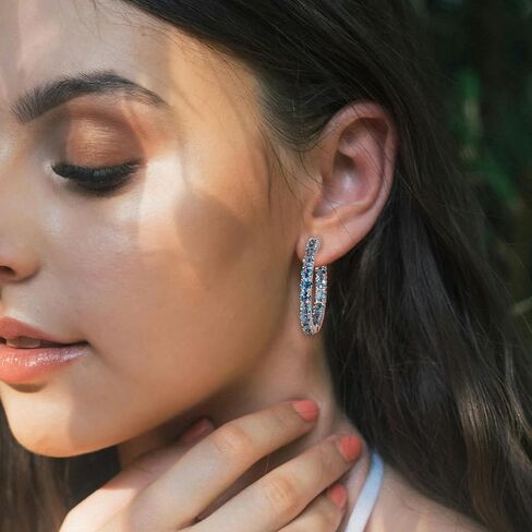 Nature Garnet Hoop Earrings, Citrine Gold Hoops, Sterling Silver Thick Hoop Tourmaline/Peridot/Opal Hoop Earrings for Women Wedding Everyday (Send Gift Box) in Kuwait