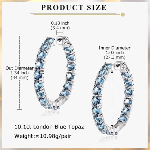 Nature Garnet Hoop Earrings, Citrine Gold Hoops, Sterling Silver Thick Hoop Tourmaline/Peridot/Opal Hoop Earrings for Women Wedding Everyday (Send Gift Box) in Kuwait