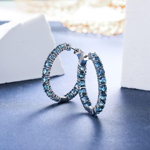 Nature Garnet Hoop Earrings, Citrine Gold Hoops, Sterling Silver Thick Hoop Tourmaline/Peridot/Opal Hoop Earrings for Women Wedding Everyday (Send Gift Box) in Kuwait