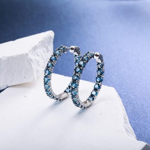 Nature Garnet Hoop Earrings, Citrine Gold Hoops, Sterling Silver Thick Hoop Tourmaline/Peridot/Opal Hoop Earrings for Women Wedding Everyday (Send Gift Box) in Kuwait